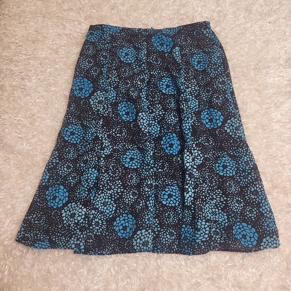 Women's Black & Blue Floral Skirt, Size 10